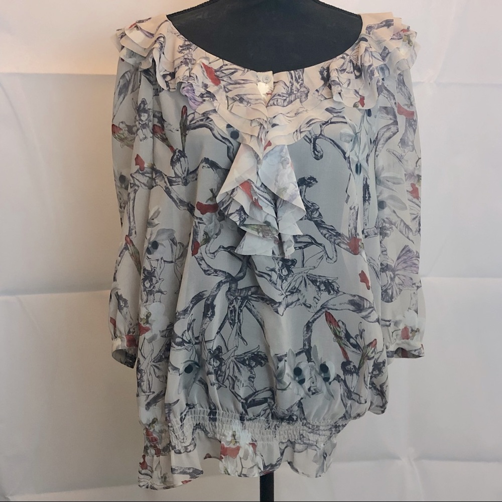 Ted Baker Flower Fairy Print Ruffled Blouse